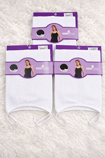 BEYAZTOPTAN Cotton Ribbed Women's Strap Tank Top 3-Pack