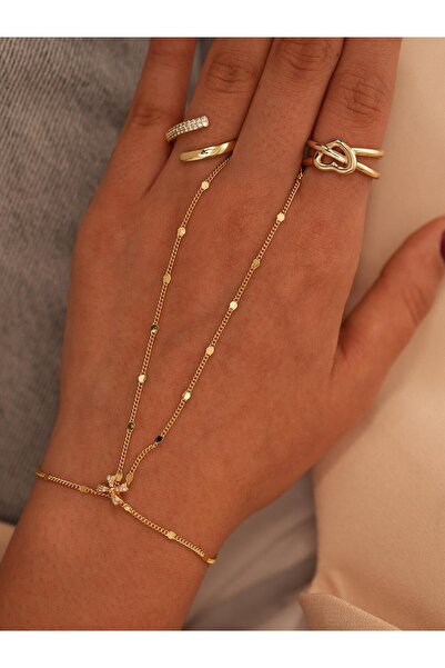 Zuum Accessories Zirkon Taşlı Fiyonk Model 14K , Gold , Sarı Renk Zincir Çeli...