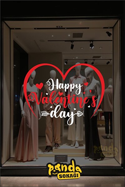 PANDA SOKAĞI مجموعة ملصقات عيد الحب، ملصقات 14 فبراير لواجهة متجر الزجاج