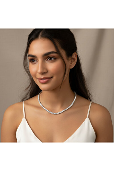 Mira Glam Zirconia tennis necklace