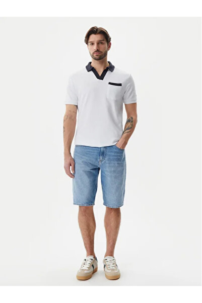 Guess Tricou polo alb pentru bărbați kc5y1