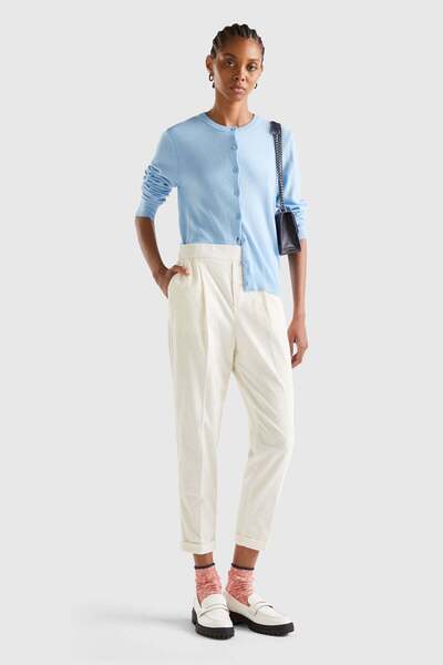 United Colors of Benetton Pantaloni din catifea elastică pentru femei/fete, c...