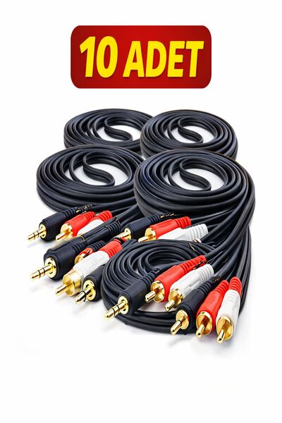 ULTRATEKNO كابل صوت 3.5 ملم AUX إلى 2 RCA بطول 1.5 متر |   عبوة من 10 قطع |  ...