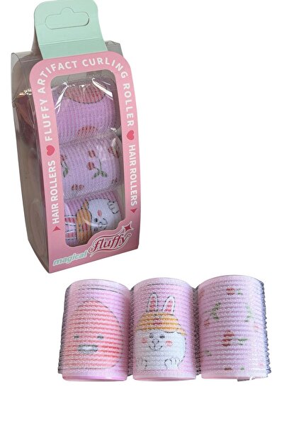 TAKIŞTIR Pembe Renk 3'lü Bigudi Set