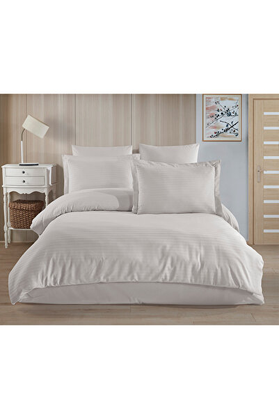 Hobby Stripe Comforter Set King Size 6 Pieces - Stone