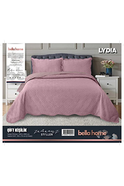 Bella Home Lydia Çift Kişilik Kadife Yatak Örtüsü