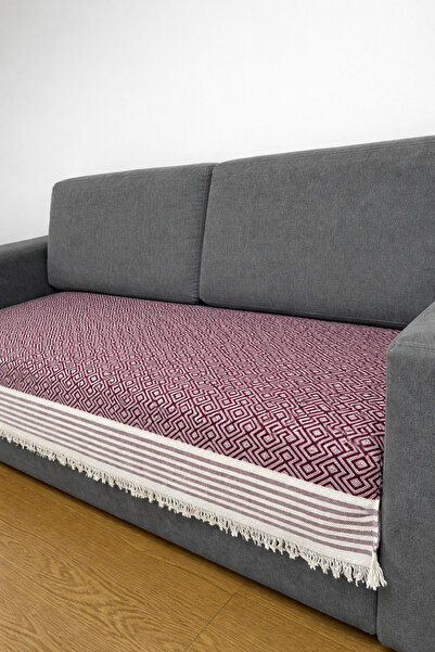 Cottonest Geometric Patterned Cotton Sofa Seat Cover 85 X 210 cm - Fringed wi...