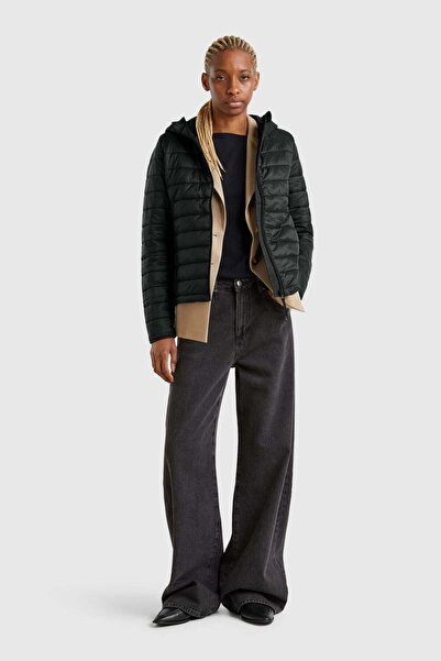 United Colors of Benetton Black Women's / Girls' Polyester Padded Zippered Ho...