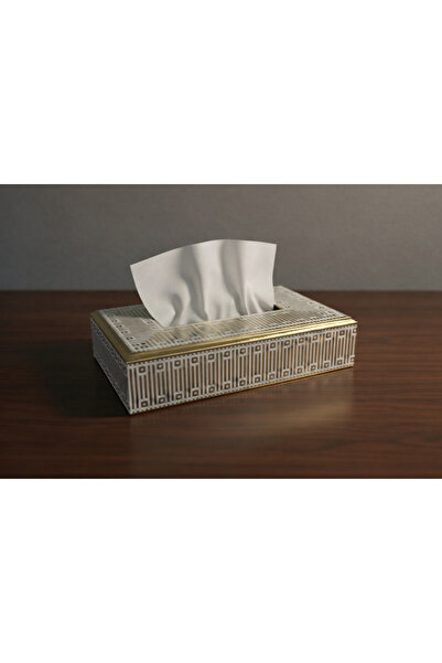 Modern shop علبه مناديل لون ذهبي مع ابيض من الاكريليك