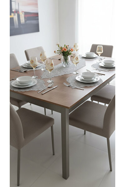 Tropikhome Amerikan Servis 12 Kişilik Supla ve Runner Set Gri Renk 13 Parça S...