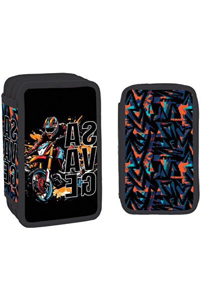 YOLLO Equipped pencil case, 3 zippers, 38 pieces, SAVAGE