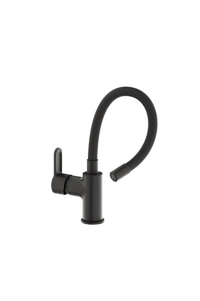 Adell Lento Flexy Mutfak Bataryası – Esnek Siyah Hortum | Tek Kollu | 360° Dö...