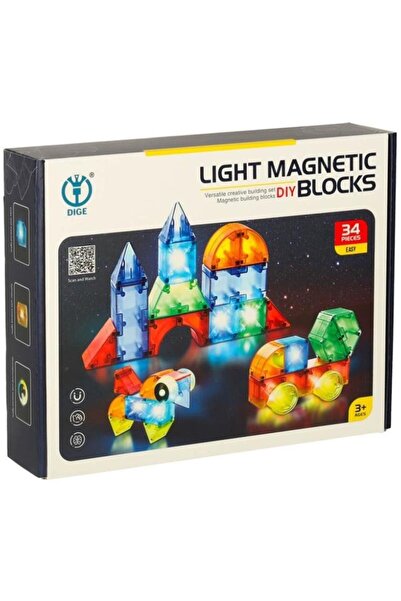 Scribant 3D Magnetic Cube Set with LED, 34 Pieces, Construction