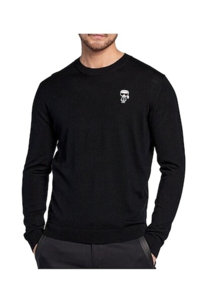 Karl Lagerfeld Men's Sweater, 100% Wool, Black