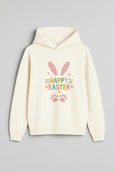 MODA Πασχαλινό Φούτερ με τύπωμα Εκρού Παιδικό με κουκούλα