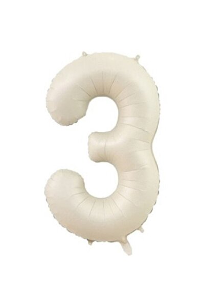 BenimMarifetlerim 3 Number Cream Foil Balloon 34 Inch 86 cm