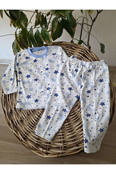 Özlev Baby Star Moon Heart Printed 100% Cotton Baby Pajamas Set Night Wear