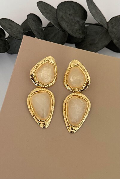 Nuva Atelier Kalyx Gold Cream Earrings