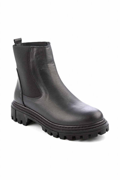 Bambi Women's high-soled genuine leather boots, black, 39