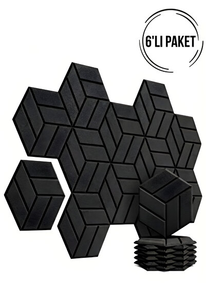 6-Piece Black Hexagon Wall Tiles Decorative Thermal Insulation,Soundproofing Adhesive Wall Tile