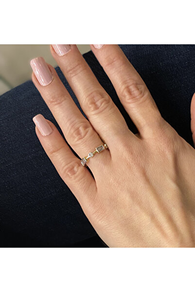 GOX Double Color Geometric Shape Baguette Stone Ring