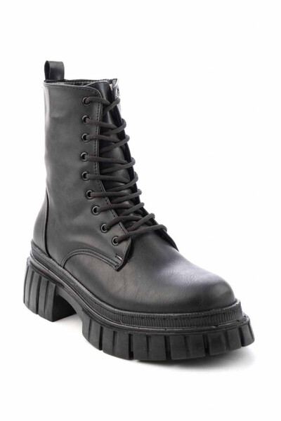 Bambi Women's lace-up boots, eco-leather, black, 37