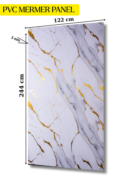 DECOALA PVC Mermer Görünümlü Duvar Paneli 122x244 cm (2 Adet)- Dekoratif Su G...