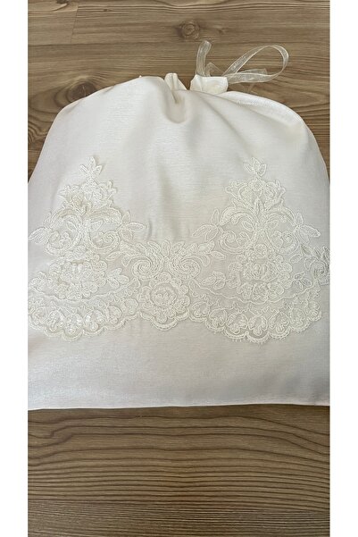 Acurmans Terlik-Ayakkabı Çamaşır Kesesi Fransız Danteli Detaylı ( Krem Monara...
