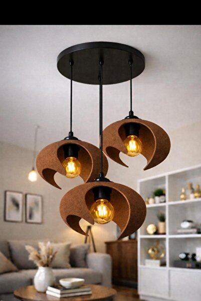 TIGEA Accessories İSKANDİNAV TARZ PREMİUM SALON/ OTURMA ODASI SARKIT ÜÇLÜ AVİZE