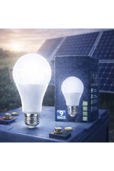kialed 9W E27 12V DC LED Ampul Beyaz Işık | Solar – Akü Uyumlu