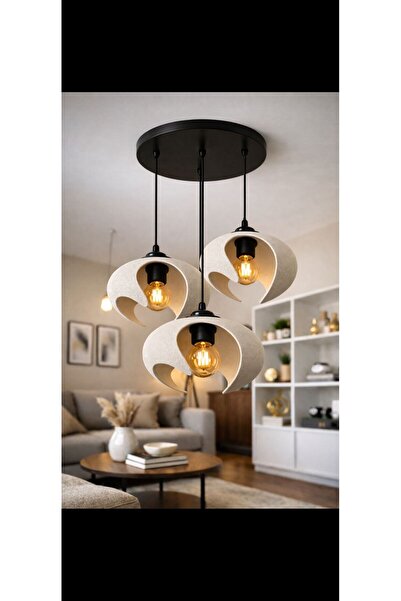 TIGEA Accessories İSKANDİNAV TARZ PREMİUM SALON/ OTURMA ODASI SARKIT ÜÇLÜ AVİZE