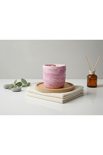 craftopya El Yapımı Mermer Desenli Böğürtlen Kokulu Soya Mum-100% Handmade De...