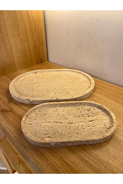 helya marble Natural Travertine Double Presentation Tray Set