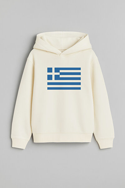 MODA Παιδικό φούτερ με κουκούλα Ελλάδας με τύπωμα εκρού