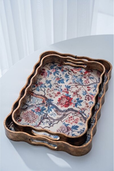 ACAR Lumi Polyurethane Luxury 2-Piece Mirrored Tray 45 cm X 39 cm