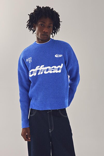 Bershka Baskılı şönil bisiklet yaka kazak