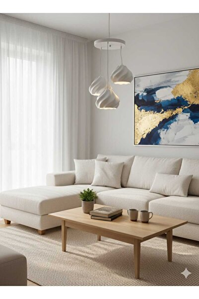 TIGEA Accessories PUMPKİN MODERN TARZ SALON OTURMA ODASI ÜÇLÜ SARKIT AVİZE