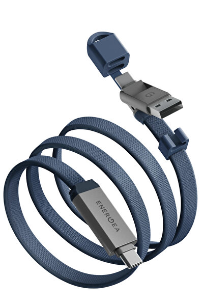 Energea Călătorie 1,2 M 60 W 2 în 1 de la tip C la tip C și USB-A Hızlı Şarj ...