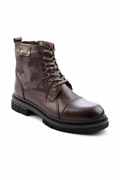 Bambi Men's leather boots, camouflage, brown, 42