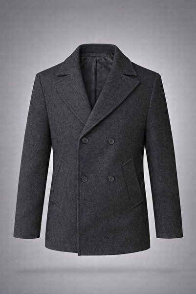 LUMAST Slim Fit Winter Double-Breasted Medium Length Cashmere Coat