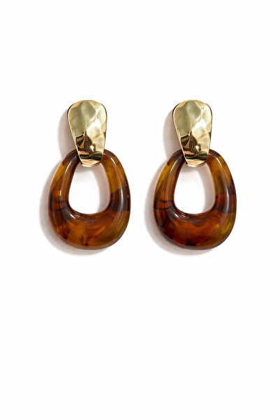 PABALAS Women's Gold Color Hammered Textured Dangle Earrings – Brown Acrylic ...
