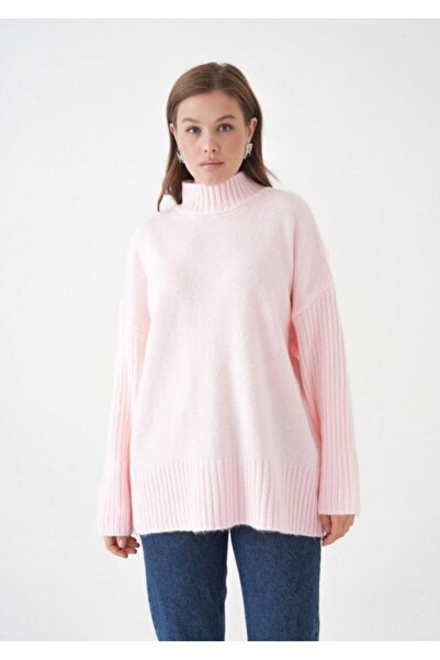 fuşyha butik Turtleneck Stripe Sleeve Detailed Knit Sweater