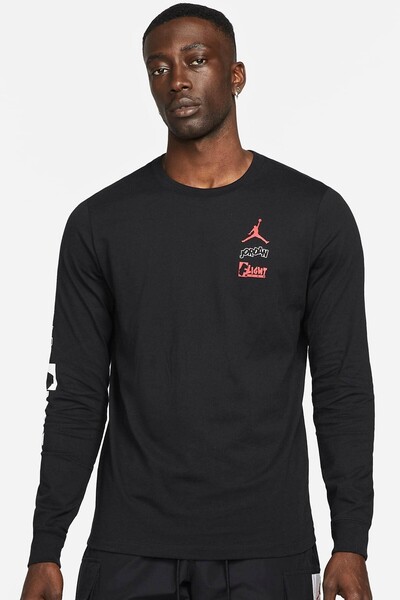 Nike Tricou cu mânecă lungă pentru bărbați Air Jordan Flight Team tricou negru