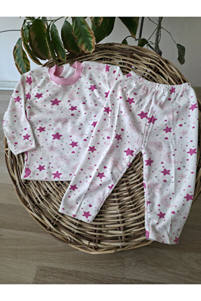 Özlev Baby Star Moon Heart Printed 100% Cotton Baby Pajamas Set Night Wear