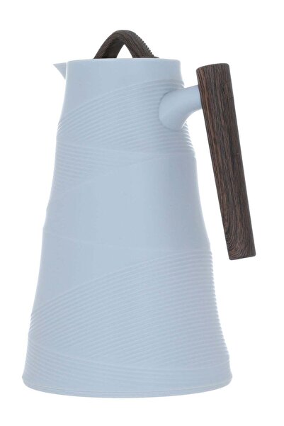 Glory ترمس بامبو، سعة 1 لتر، وعاء داخلي زجاجي، غلاف خارجي بلاستيكي - رمادي فاتح