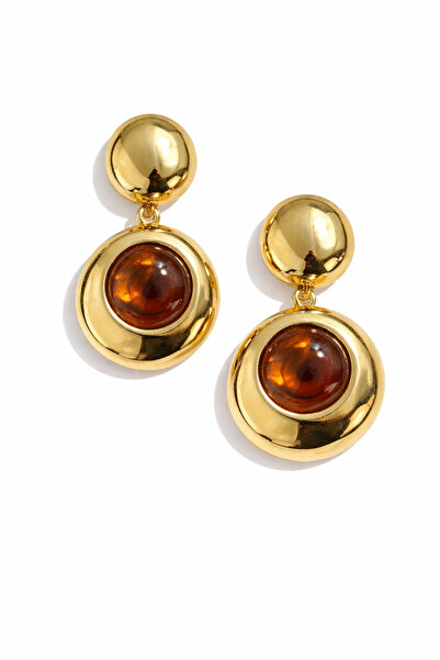 PABALAS Women's Gold Color Brown Stone Dangle Earrings