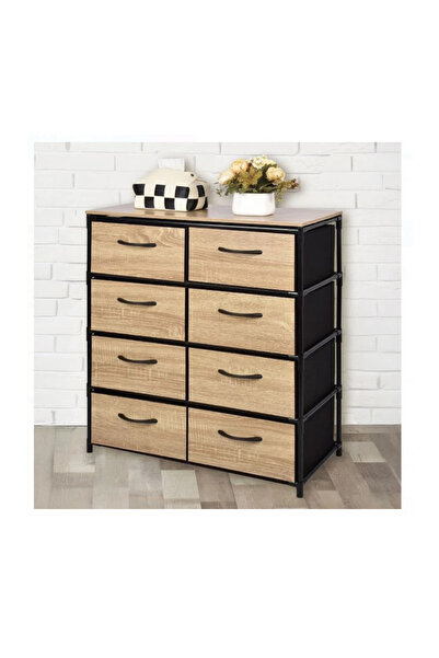 Lumi LUXURY Comoda cu 8 Sertare Textile si Raft din Lemn 65x30x72,3cm