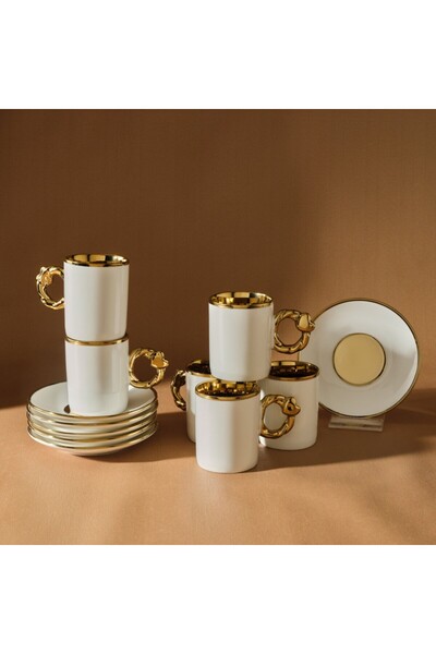 Karaca Herzförmiges Kaffeetassen-Set für 6 Personen – 80 ml