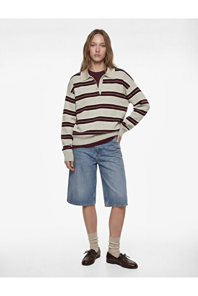 Koton Basic Buttoned Long Sleeve Polo Neck Knit Sweater