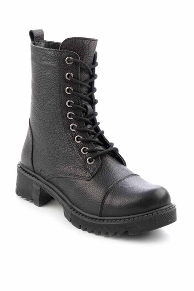 Bambi Women's genuine leather boots, high sole, black, 39